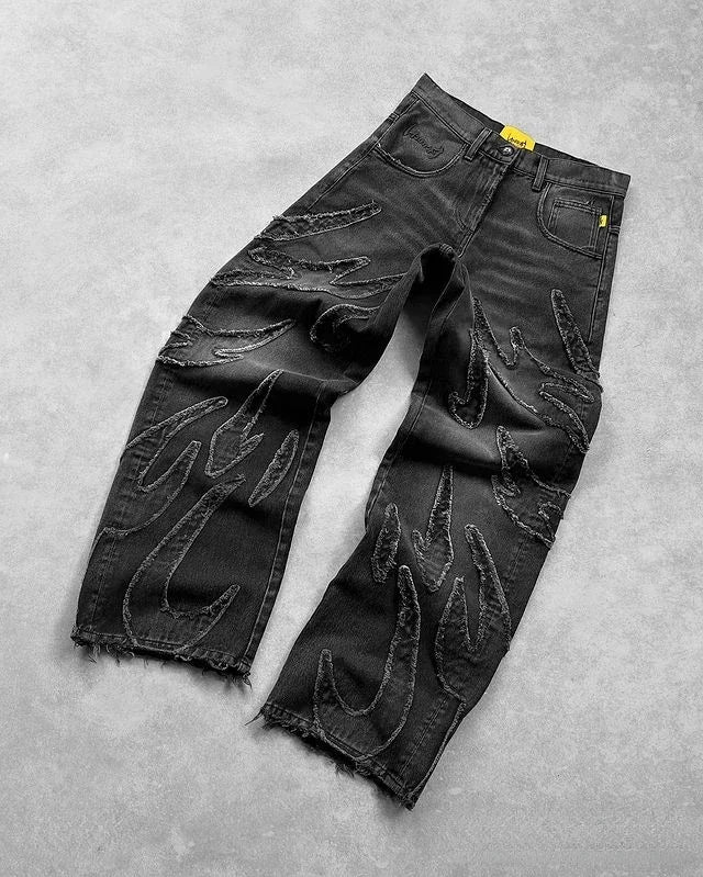 VLOSS™ Vintage Wide Leg Embroidered Jeans