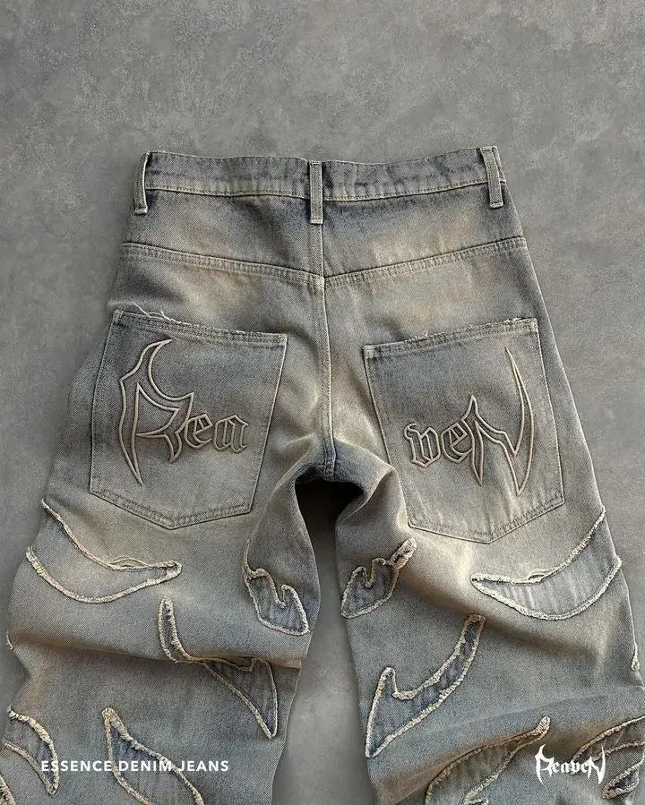 VLOSS™ Vintage Wide Leg Embroidered Jeans
