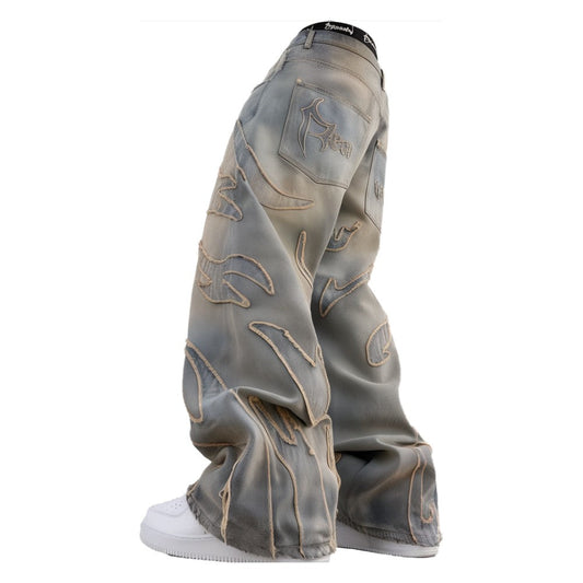 VLOSS™ Vintage Wide Leg Embroidered Jeans